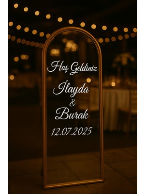 Düğün Nişan Ayna Yazısı Kişiselleştirilebilir Söz Organizasyon Süsü Folyo Sticker