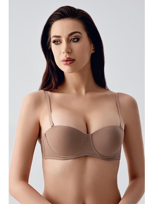 C&city Push-Up Dolgulu Straplez Sütyen C17055 Capucino