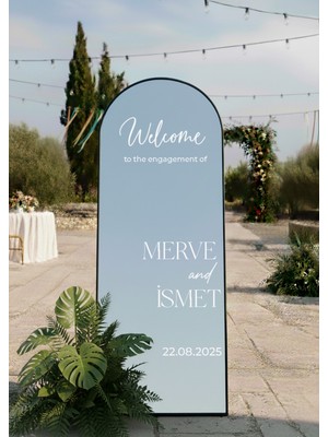 Düğün Nişan Söz Kına Ayna Yazısı 40CM Kişiselleştirilebilir Organizasyon Beyaz Sticker