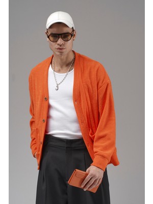 Logo Detaylı Oversize Kalıp Erkek Hırka