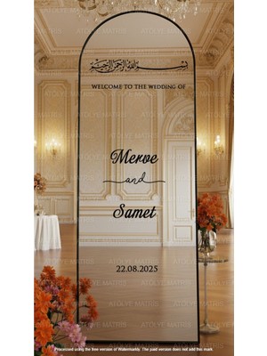 Düğün Nişan Söz Kına Ayna Yazısı Kişiselleştirilebilir Organizasyon Siyah