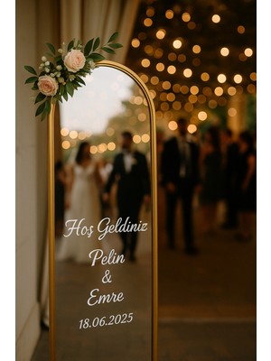 Düğün Nişan Ayna Yazısı 45CM Kişiselleştirilebilir Söz Organizasyon Süsü Folyo Sticker