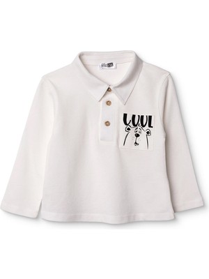 Hellobaby Hellobaby, Erkek, Uzun Kol Tshirt, Ayı Baskılı, Düğmeli, Cool Boy, Polo Yaka, Uzun Kol