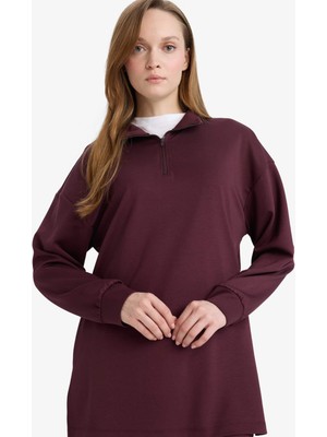 DeFacto Regular Fit Fermuarlı Yaka Uzun Kollu Tunik F5771AX26SP