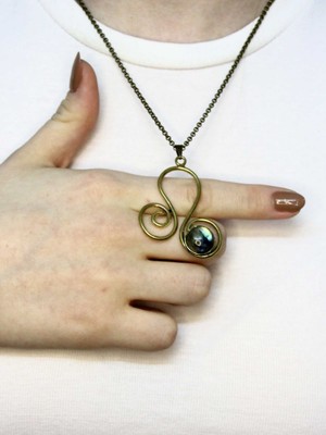 Esha Doğal Taş Labradorit Doğal Taşlı Antik Kadın Kolye EUK2LBT