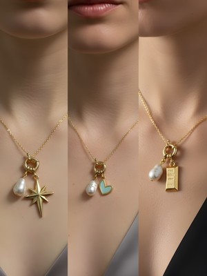 NKT Collection Külçe Altın Kutup Yıldızı Kupa As Incili Kolye