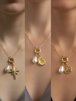 NKT Collection Hayat Ağacı Deniz Kabuğu Kutup Yıldızı Incili Kolye