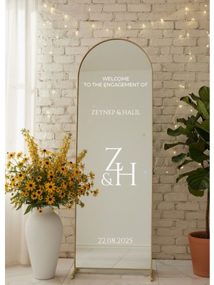 Düğün Nişan Söz Kına Ayna Yazısı Monogram Kişiselleştirilebilir Organizasyon Beyaz Sticker