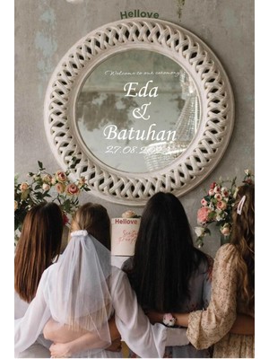 Düğün Nişan Ayna Yazısı 60CM Kişiselleştirilebilir Söz Organizasyon Süsü Beyaz Folyo Sticker