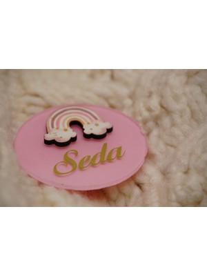 Pembe Gökkuşağı Pleksi Yenidoğan Doğum Günü Magnet (10 Adet)