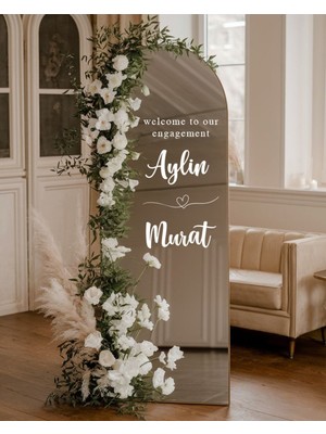 Düğün Nişan Söz Kına Doğum Günü Ayna Yazısı Beyaz Sticker