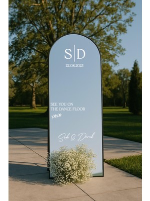 Düğün Nişan Söz Kına Ayna Yazısı 40CM Kişiselleştirilebilir Organizasyon Beyaz Sticker