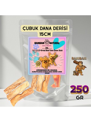 Bambam Natural Dana Derisi 15 cm - 250 Gr- %100 Doğal Kurutulmuş Köpek Çiğneme Ödül Maması