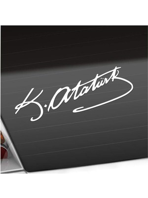 Mug Shop. Beyaz 20 cm Kemal Atatürk Imza Araba Oto Araç Sticker Etiket Folyo Motosiklet Cam
