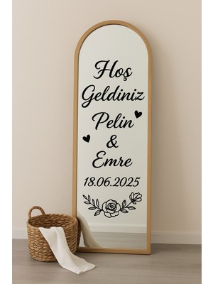 "kişiye Özel Düğün Karşılama Ayna Yazısı – Hoş Geldiniz – Gelin Damat Isim ve Tarihli Dekor"