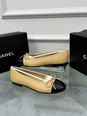 Chanel Kadın Topuklu Babet Ayakkabı Siyah Camel Günlük Konfor ve Modern Stil
