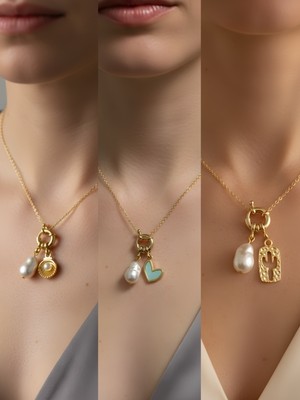 NKT Collection Kaktüs Midye Kupa As Incili Kolye