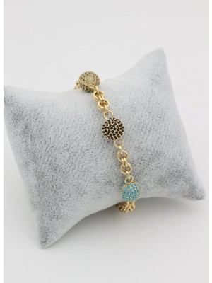 Xuping Kuyumcu Model 14K Altın Kaplama Taşlı Nazar Bileklik