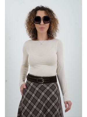 Zelish My Sister Taş Kayık Yaka Modal Kaşmir Bluz