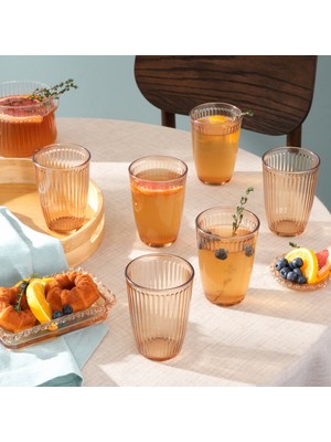 Karaca Gordes 6'lı Meşrubat Bardağı 370 ml Amber