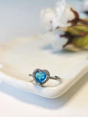 Halley Concept Mavi Kalpli Zirkon Taşlı Ayarlanabilir Gümüş Kaplama Çelik Yüzük