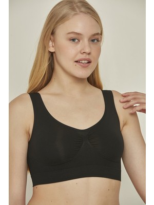 C&city C14005 Dikişsiz Kalın Askı Büstiyer Siyah