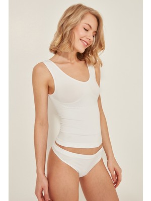 C&city C15012 Dikişsiz Toplarlayıcı Atlet Beyaz