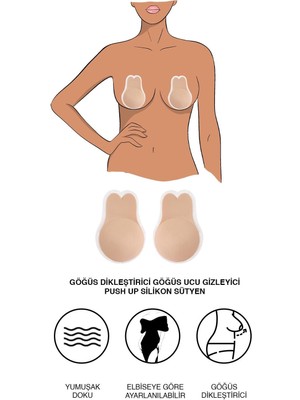 C&city Göğüs Dikleştirici Göğüs Ucu Gizleyici Push Up Silikon Sütyen Ten