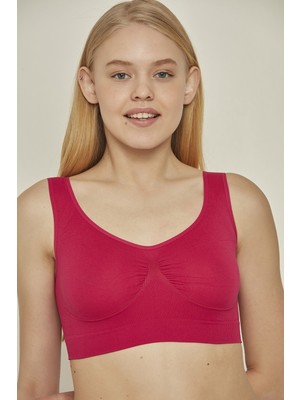 C&city C14005 Dikişsiz Kalın Askı Büstiyer Fuşya Neon