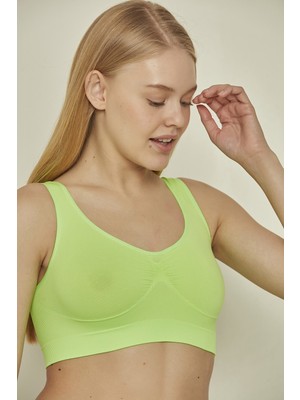 C&city C14005 Dikişsiz Kalın Askı Büstiyer Neon Yeşil