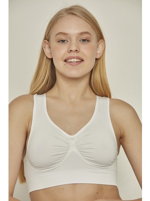 C&city C14011 Dikişsiz Sporcu Sütyen Beyaz