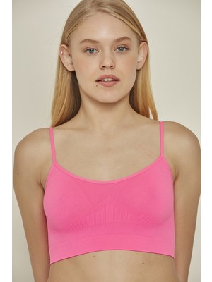 C&city C14003 Dikişsiz İnce Askı Büstiyer Fuşya Neon