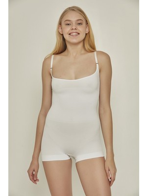 C&city C12059 Karın Masaj Özellikli Kısa Paça Boxer Beyaz