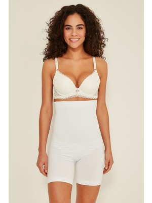C&city C12007 Yüksek Bel Kısa Paça Korse Beyaz