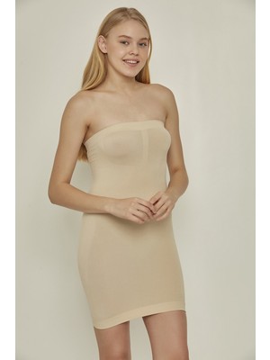 C&city C15065 Dikişsiz Straplez Korse Elbise Ten