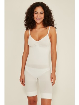 C&city C12011 Kadın Body Boxer Korse Beyaz