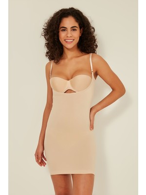 C&city C15060 Göğsü Açık Elbise Korse Ten