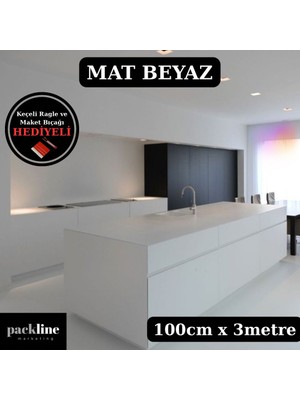 Packline Marketing Mat Beyaz Mobilya Dolap Tezgah Kaplama Folyosu 100CM x 3m