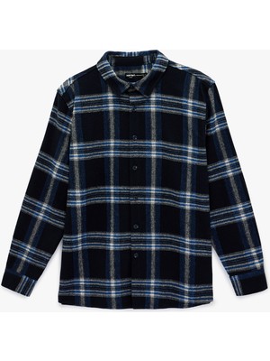 Koton Düğmeli Uzun Kollu Klasik Yaka Oduncu Gömleği