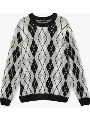 Koton Uzun Kollu Bisiklet Yaka Baklava Desenli Triko Kazak