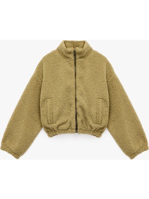 Koton Fermuar Kapamalı Uzun Kollu Cepli Oversize Polar Ceket