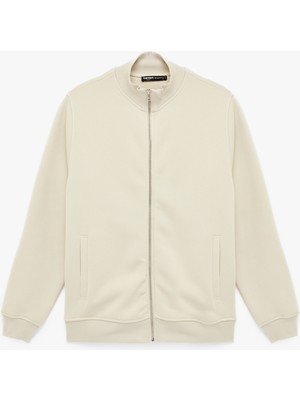 Koton Şardonlu Uzun Kollu Cep Detaylı Basic Fermuarlı Hırka