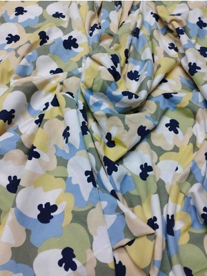 Sare Nehir Çiçekli Likralı Viskon Penye