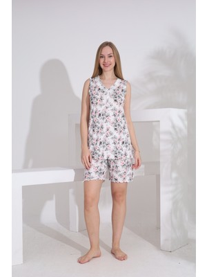 Evia Angelique Bambu Kumaş Kolsuz V Yaka Kadın Şort Takım 22071