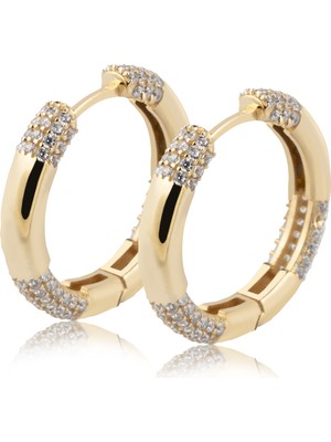 Harem Altın Taşlı Halka Küpe HSM10031