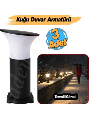 Badem10 (3 Adet) Plastik Sokak Bahçe Aplik Lamba Aydınlatma IP54 Setüstü Duvar Armatür E27 Duy Uyumlu 40 cm