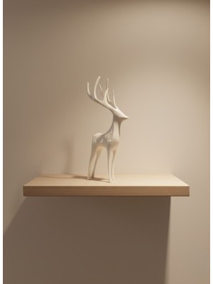 Hsc Bilişim Geyik Figürü Beyaz Salon ve Raf Dekoru