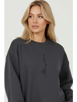 Uncia Outdoors Unisex Füme Sweatshirt Oversize Tasarım Günlük Kullanım İçin Rahat Kesim