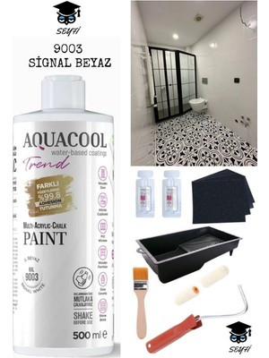 Aquacool Kendiliğinden Vernikli Çelik Ahşap Kapı Beyaz Eşya Mutfak Dolabı Fayans Petek Metal Boya 500 ml Set