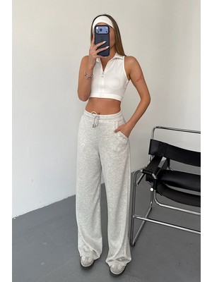 Giysa Kadın Beli Lastikli Çift Cepli Eşofman Altı Gri - MS0001328